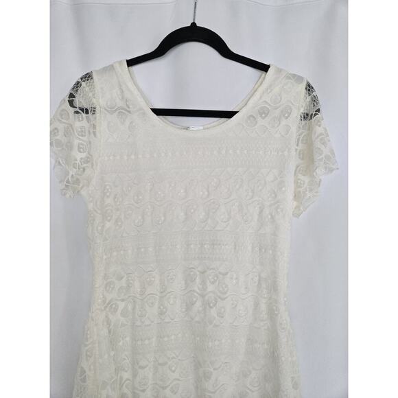 Eve & Maddie Womens Medium Y2k Babydoll Top Whimsy Fairy Boho Ivory Lace Peasant - Picture 5 of 9